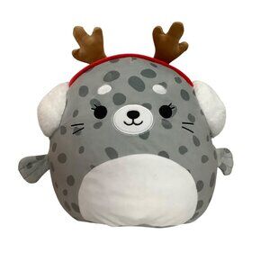 Squishmallows Odile the Seal Plush Toy Antler Earmuff Holiday Stuffed Animal 13"